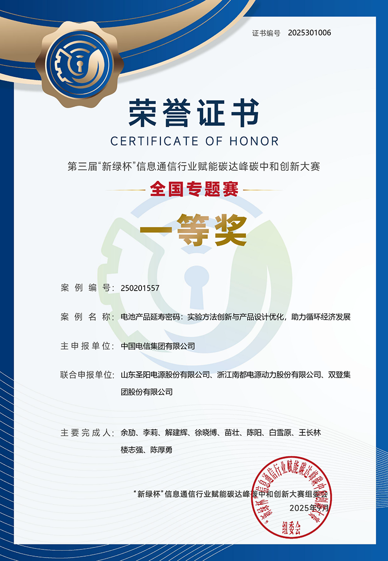 圣阳股份联合中国电信斩获第三届“新绿杯”双奖项